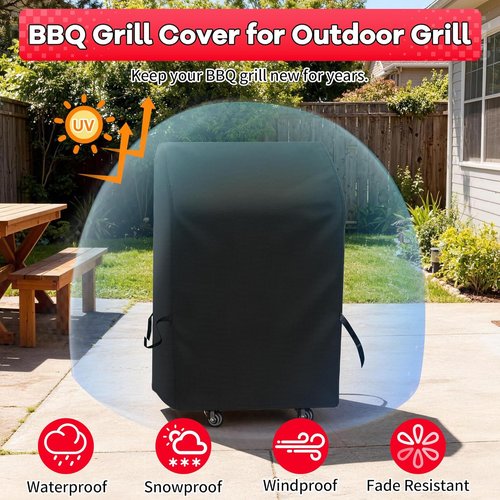 i COVER BBQ Grill Cover - 30 Inch Waterproof Protection for Two Burner Vertical Smokers