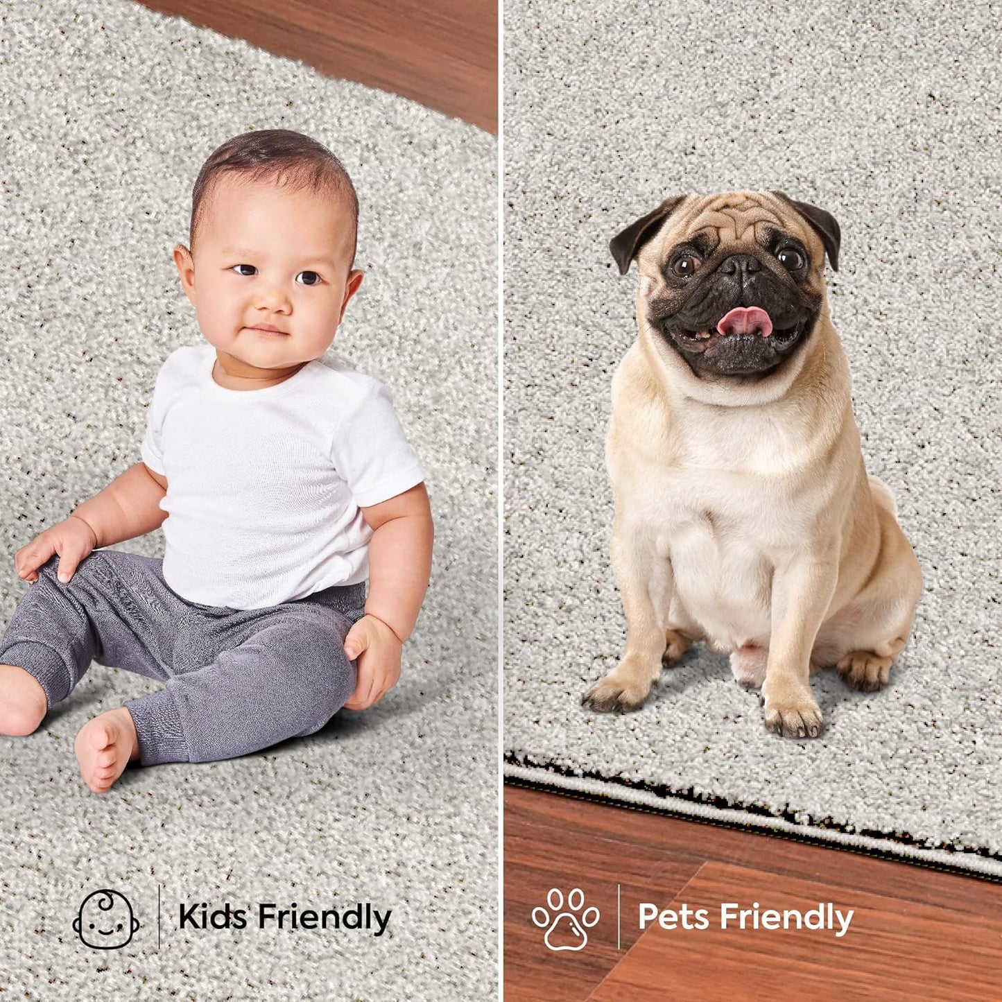 Furnish my Place Modern Plush Solid Color Rug - Off White, 3' x 4', Pet and Kids Friendly Rug. Made in USA, Rectangle, Area Rugs Great for Kids, Pets, Event, Wedding