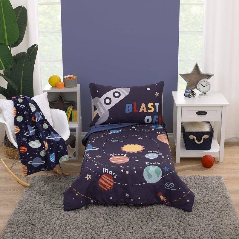 Toddler Blanket Space Solar System for Kids Small Super Soft 40 x 50 Inch, Planets & Stars Travel