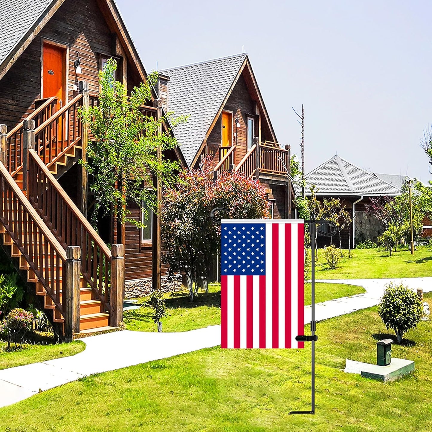 Nirohee Garden Flag Stand - Premium Metal Holder with Anti-Wind Clip | 12x18 Outdoor Decor