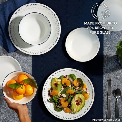 Corelle 18-Piece Dinnerware Set - Lightweight, Chip-Resistant Plates & Bowls for 6 | Microwave & Dishwasher Safe, Caspian