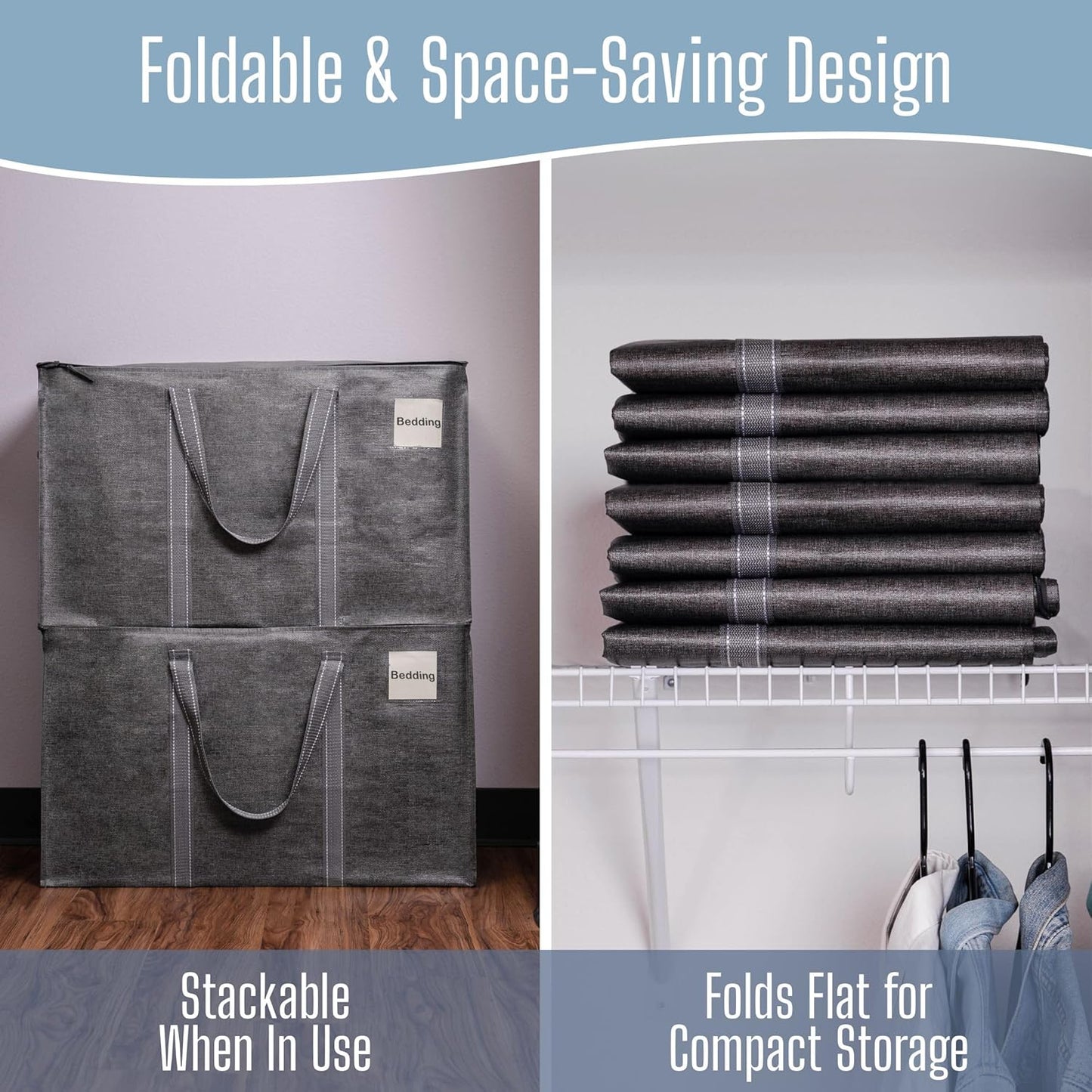 VENO Heavy Duty Moving Bags - 8 Pack Extra Large Storage Solution with Reinforced Handles & Strong Zippers | Foldable & Reusable for Clothes & Dorm Storage