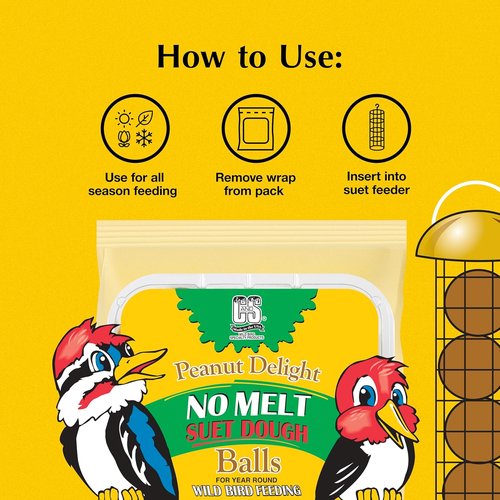 C&S Peanut Delight Dough Balls for Wild Birds - No Melt Formula, Pack of 4 | Ideal for Woodpeckers & Blue Jays