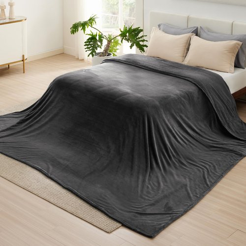 Bedsure Oversized King Big Blanket 120"x120" - Extra Soft Large Throw Blankets for Bed, Sofa, Couch, Travel, Camping, Warm Fleece Blanket for Party in Winter 10x10, Charcoal