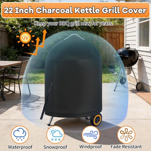 i COVER Grill Cover - Heavy Duty Waterproof Protection for Weber 22 Inch Charcoal Kettle Grills
