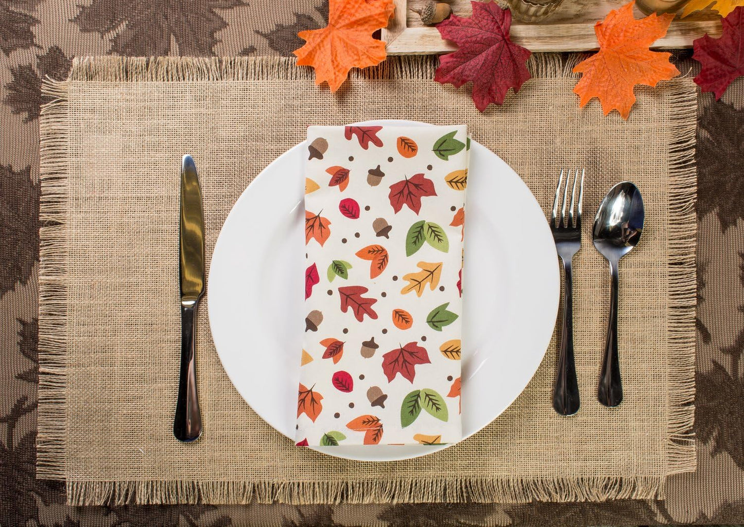 Jute Burlap Placemat Set for Kitchen Tabletop - 13x19, Solid Natural, 6 Count