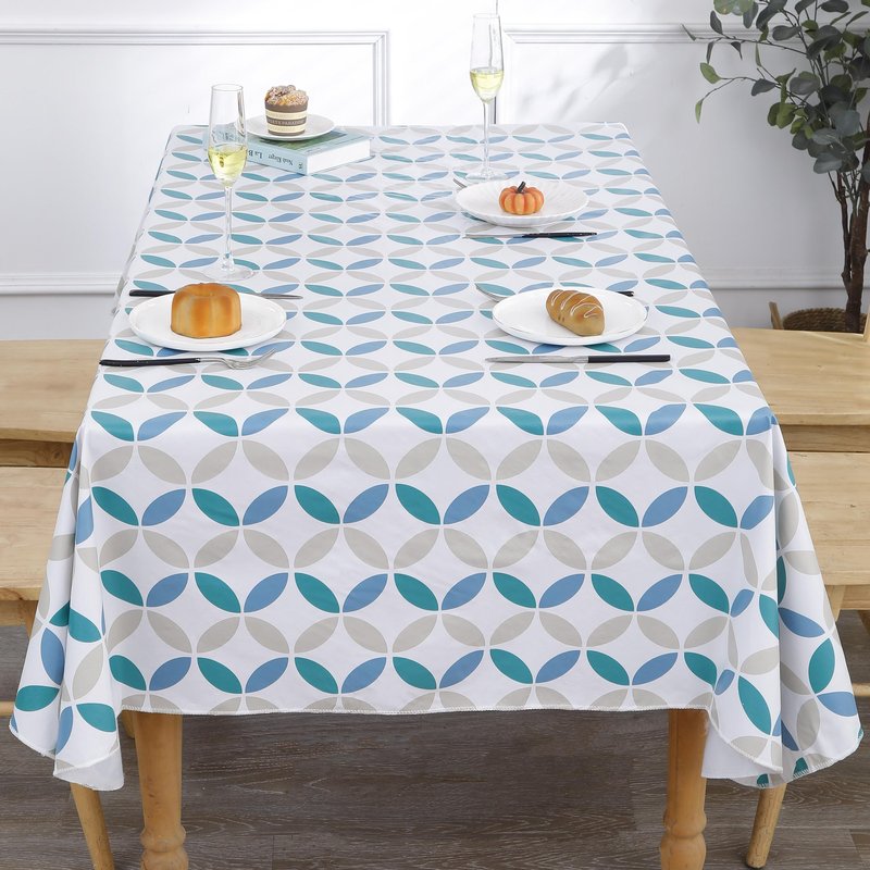 Walrus Heavy Duty Vinyl Tablecloth with Flannel Backing Waterproof Oil-Proof Plastic Table Cloth Stain-Resistant Wipeable Table Cover for Indoor and Outdoor (Geometric Leaf,52x70 Inch)