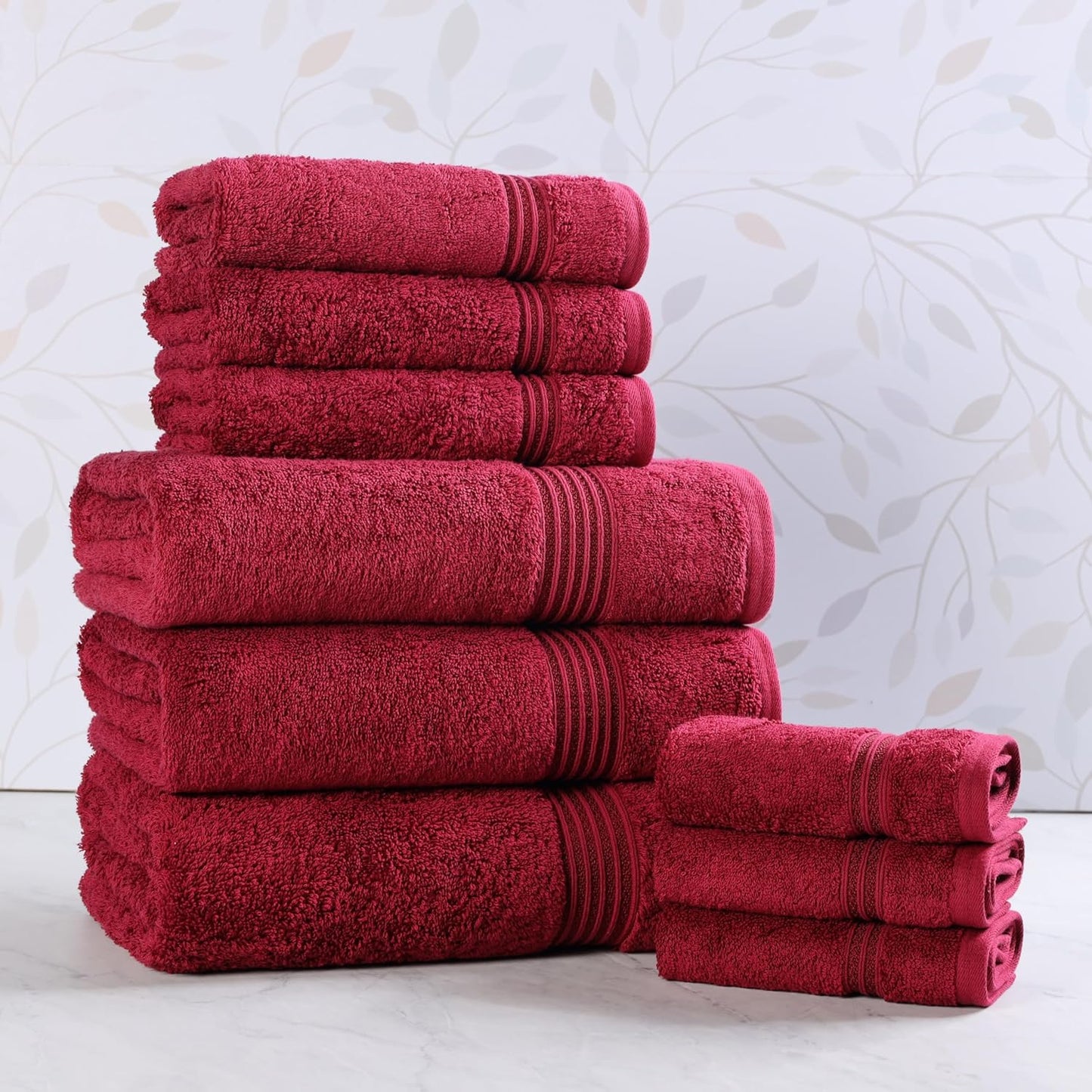 Superior Egyptian Cotton 6-Piece Towel Set, Bathroom Essentials, Towels For Bathroom, Apartment, Airbnb, Guest Bath, Face, Hand, Bath Towels, Washcloths, Absorbent, Fast Drying, Royal Purple