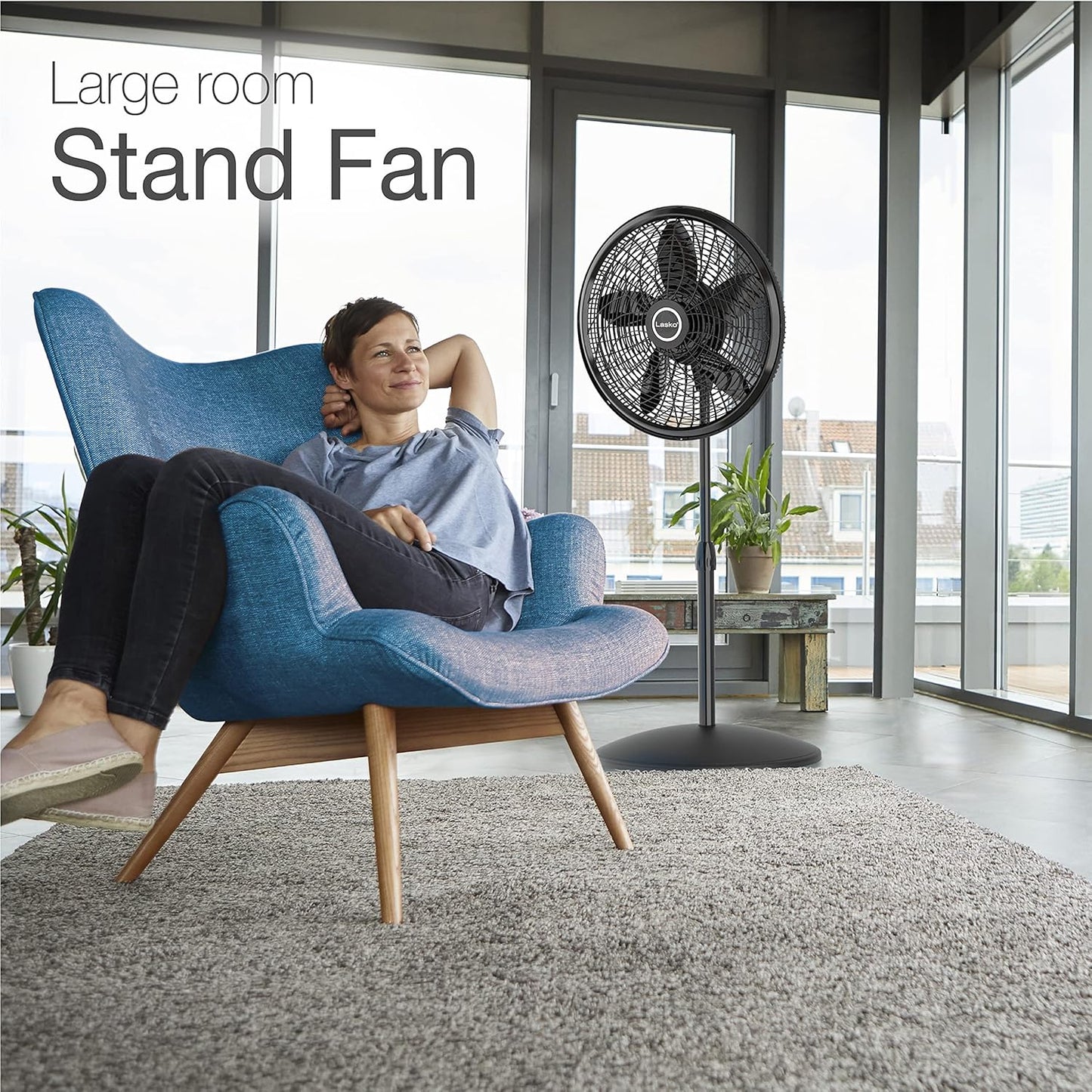 Lasko Elegance and Performance Pedestal Stand Fan, 3-Speeds, 90 Degree Oscillation, Adjustable Height, Timer, Remote for Indoor, Bedroom, Living Room, Home Office, Dorm Use, 18 Inch, White, 1850