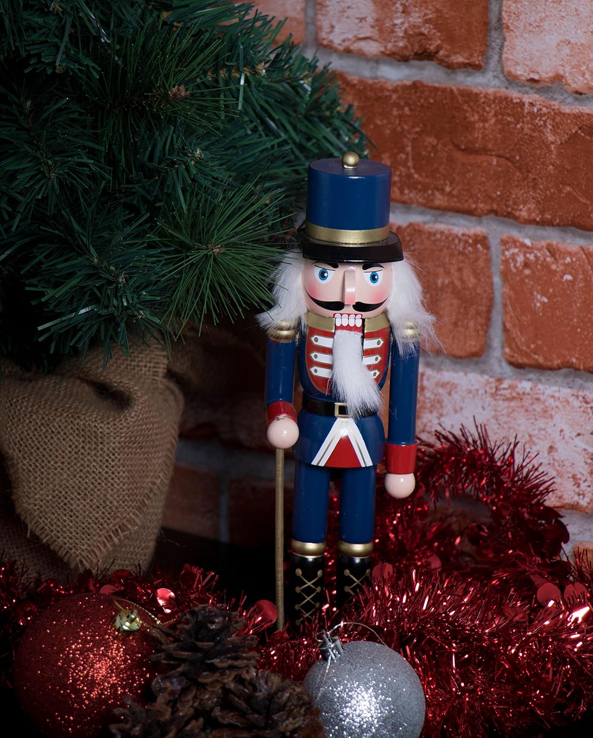 Red Prince 12-Inch Wooden Nutcracker - Festive Christmas Décor for Shelves & Tables