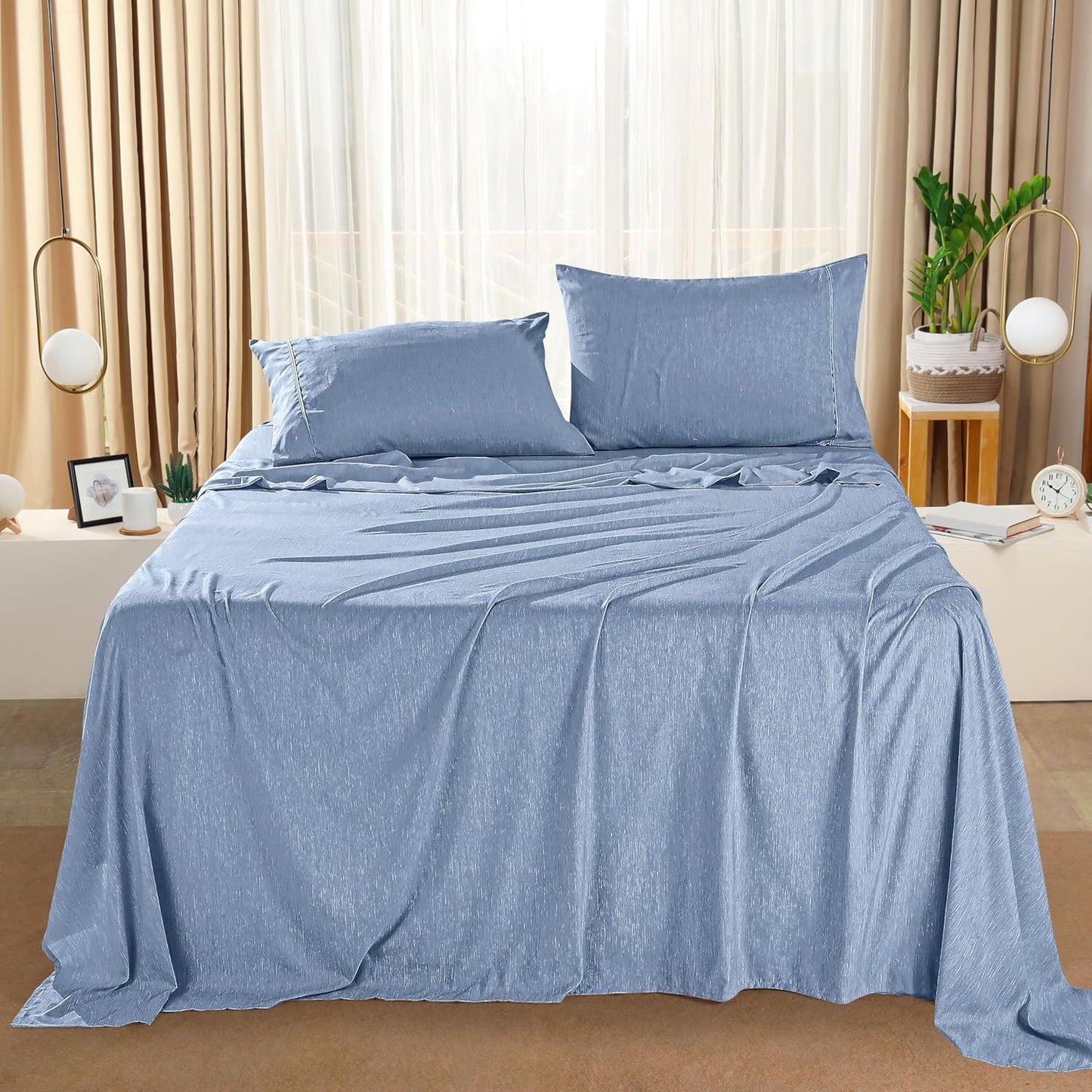 Utopia Bedding California King Sheet Set - Soft, Breathable Microfiber, 4-Piece in Heather Navy