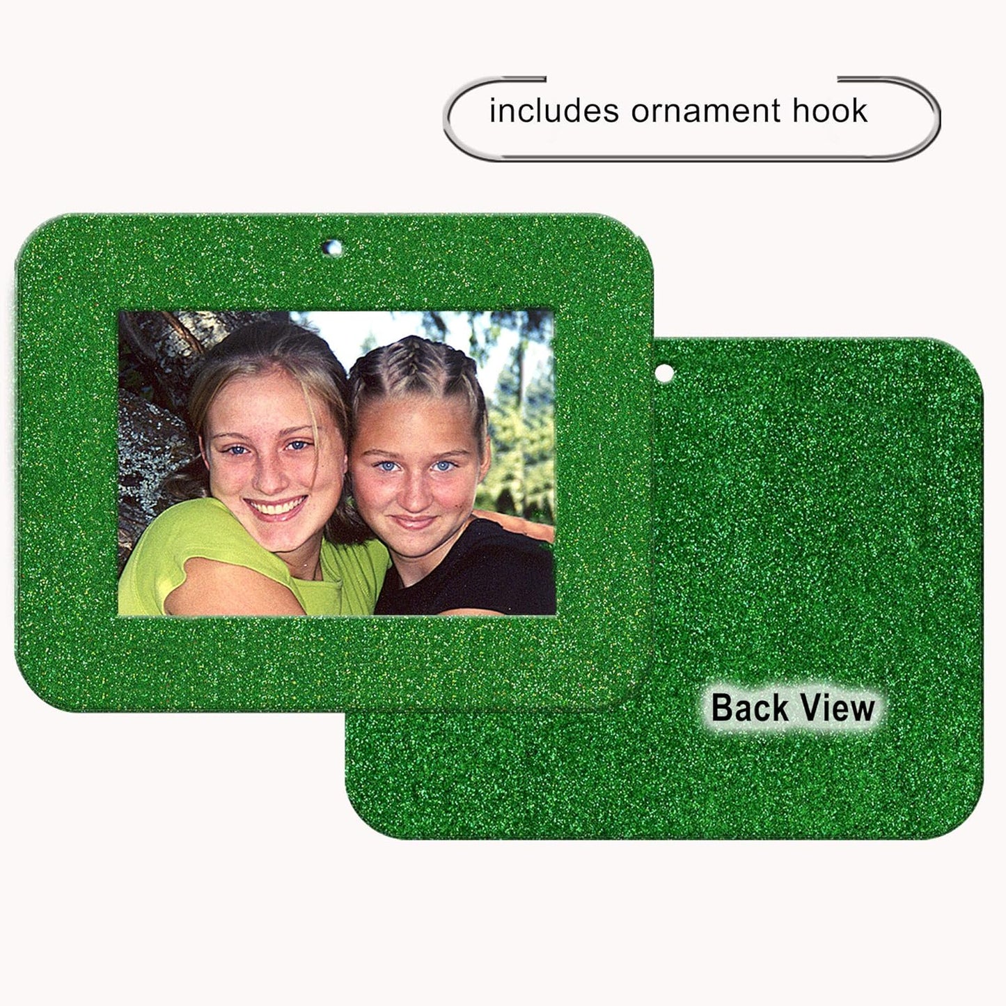 Mini Glitter Photo Christmas Ornaments - Magnetic Easy-Load Frames, Red 6-Pack