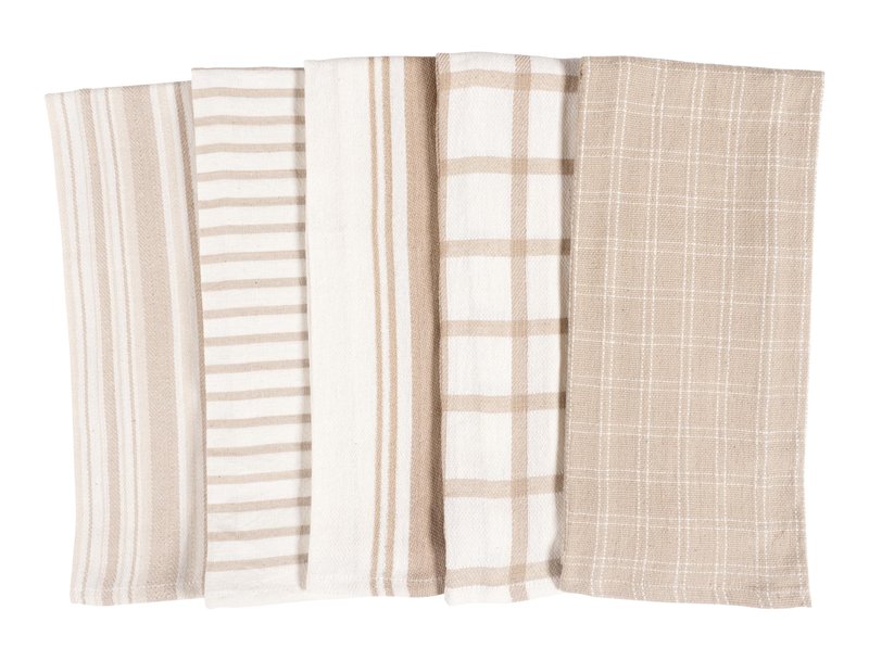 KAF Home Assorted Flat Kitchen Towels - Set of 10, 18 x 28 Inch (Beige)