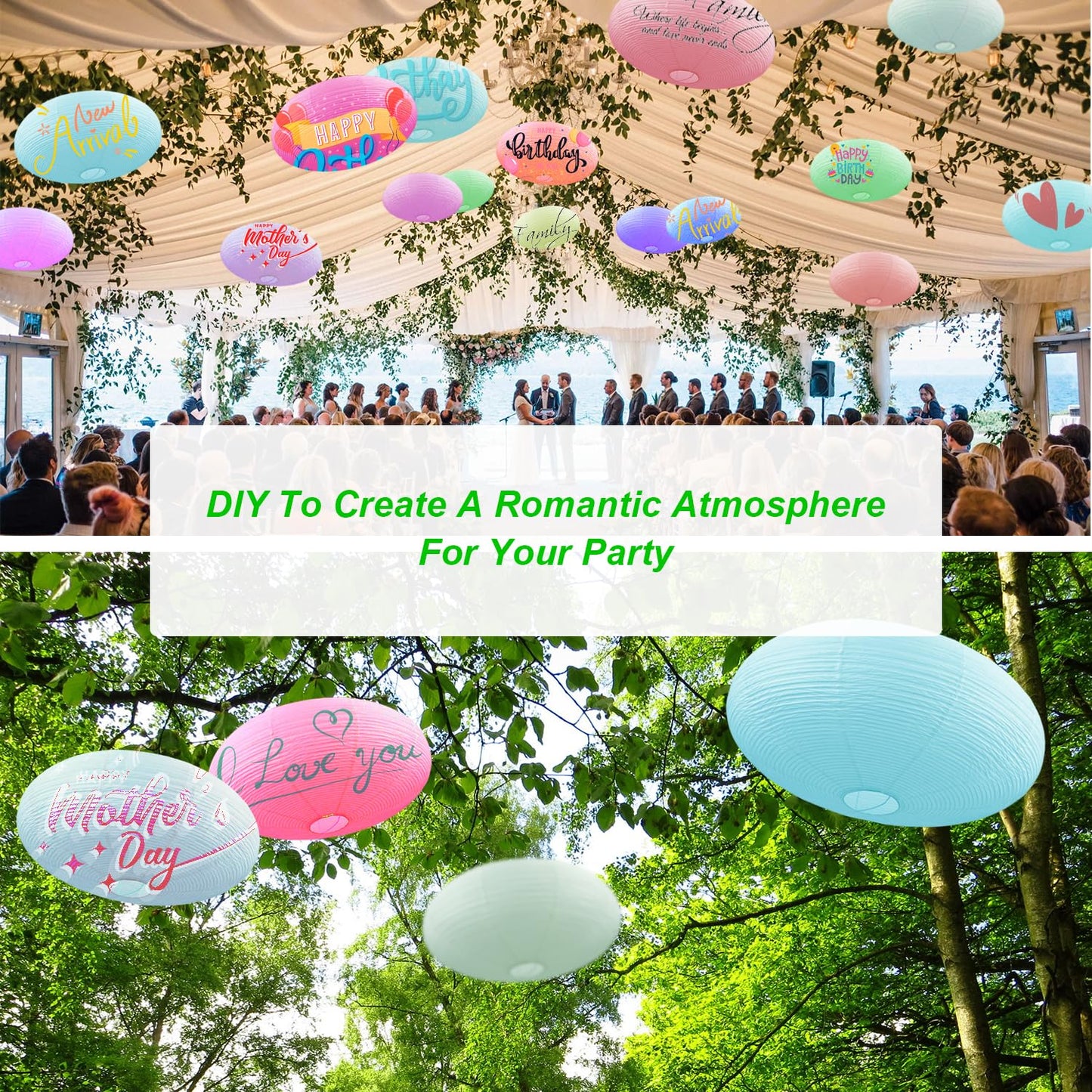 White Oval Paper Lanterns-16.54" Large Hanging Paper Lantern Lamp, Chinese/Japanese Paper Pendant Lampshade for Party Decoration, Wedding, Home Decor Paper Ceiling Lampshade(1 Pack)