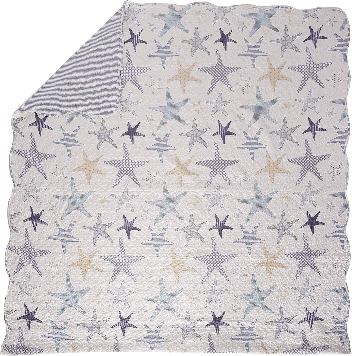 North End Decor Starfish Reef Coastal Beach Quilt Set, Twin 2-Piece