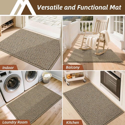 COSY HOMEER Door Mat - Non-Slip Absorbent Entryway Rug | 32"x48" Taupe Washable Dirt Trapper Mat