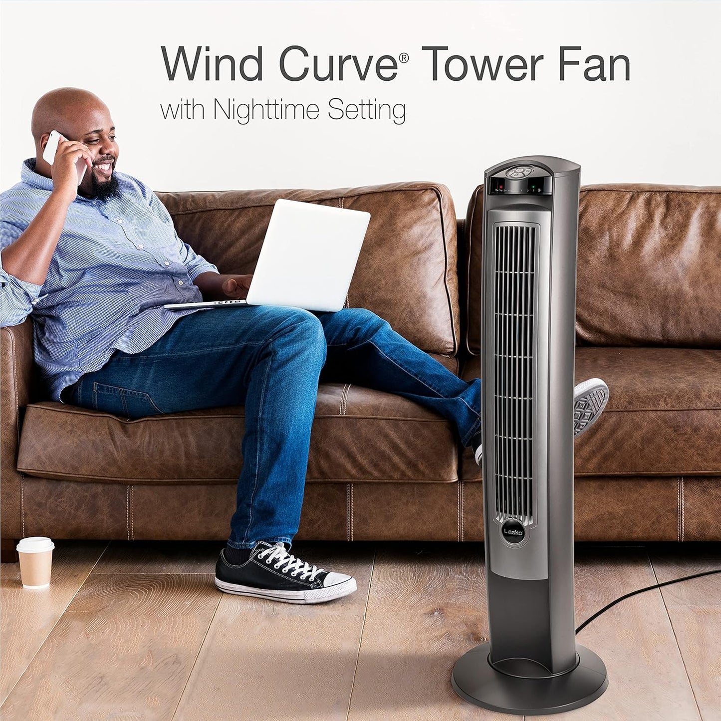 Lasko Cyclone Pedestal Fan, Adjustable Height, Remote Control, Timer, 3 Speeds, for Bedroom, Kitchen, Office and Living Room, 18", White, 1885, Large