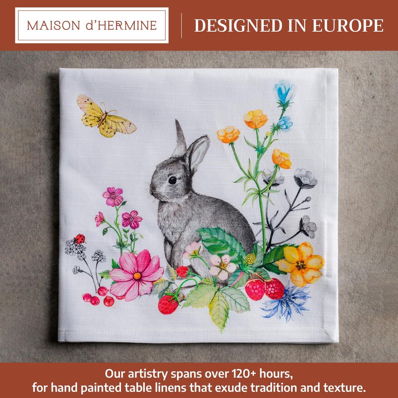 Maison d' Hermine Cloth Napkins Set of 4 100% Cotton Everyday Reusable Square Napkins Cloth Washable Dinner Party Wedding Restaurant Gifts for Mothers Day Spring/Summer (Printemps, 20" x 20")