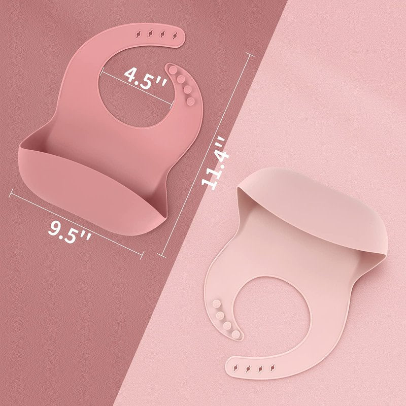 ME.FAN Silicone Baby Bibs for Babies & Toddlers | Adjustable Silicone Bibs 2 Set