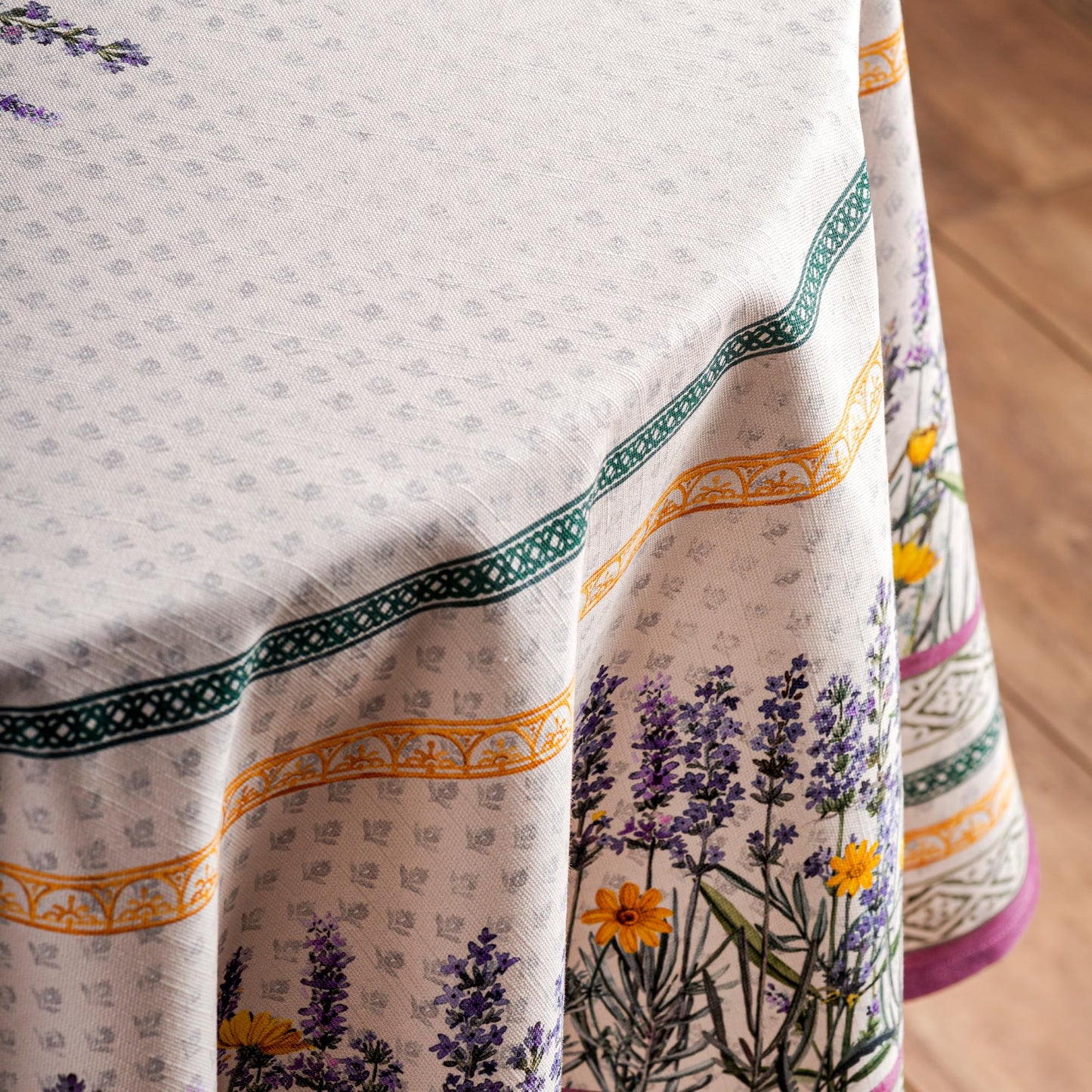 Maison d' Hermine Table Cloth Round Table 100% Cotton 69 Round Inches Tablecloth Reusable Decorative for Dining Kitchen Room Farmhouse Home Gifts for Mothers Day Spring Summer - Fanny Lavender