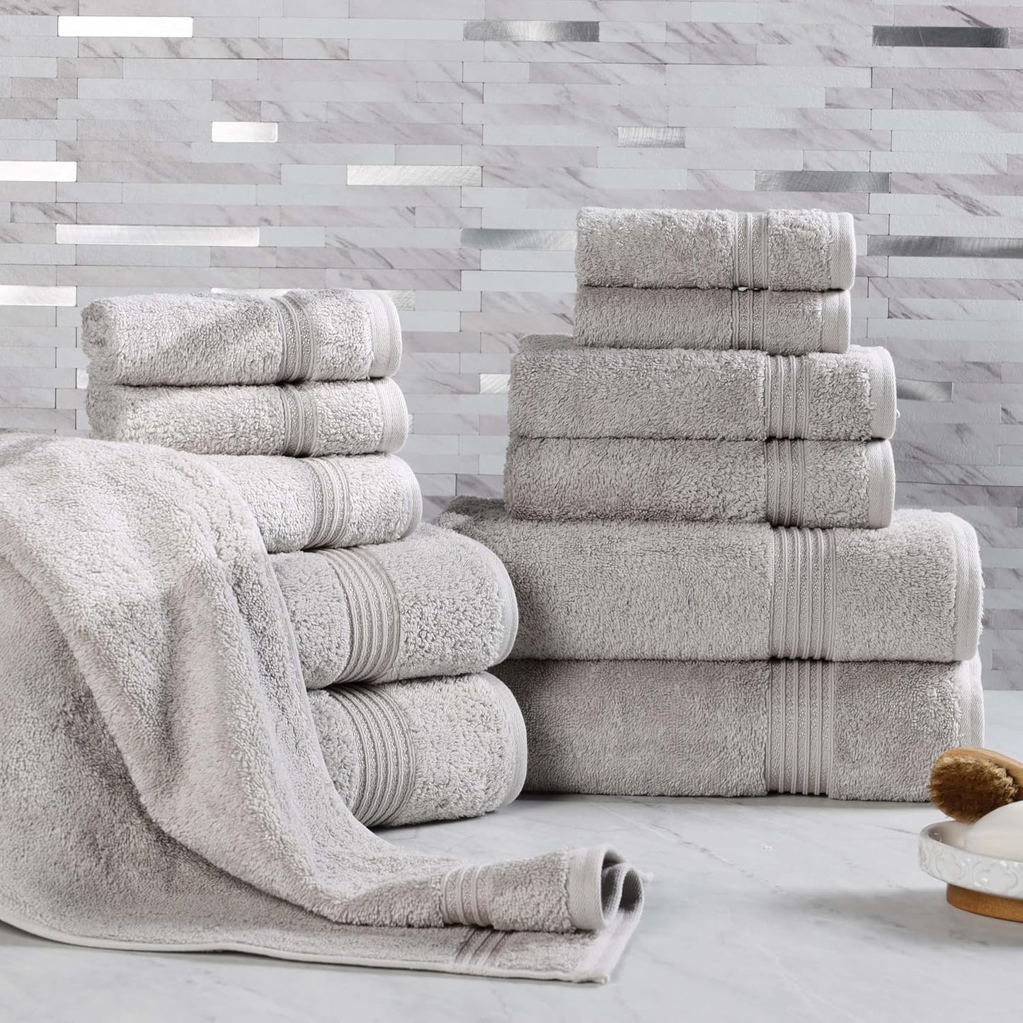 Superior Egyptian Cotton 6-Piece Towel Set, Bathroom Essentials, Towels For Bathroom, Apartment, Airbnb, Guest Bath, Face, Hand, Bath Towels, Washcloths, Absorbent, Fast Drying, Royal Purple