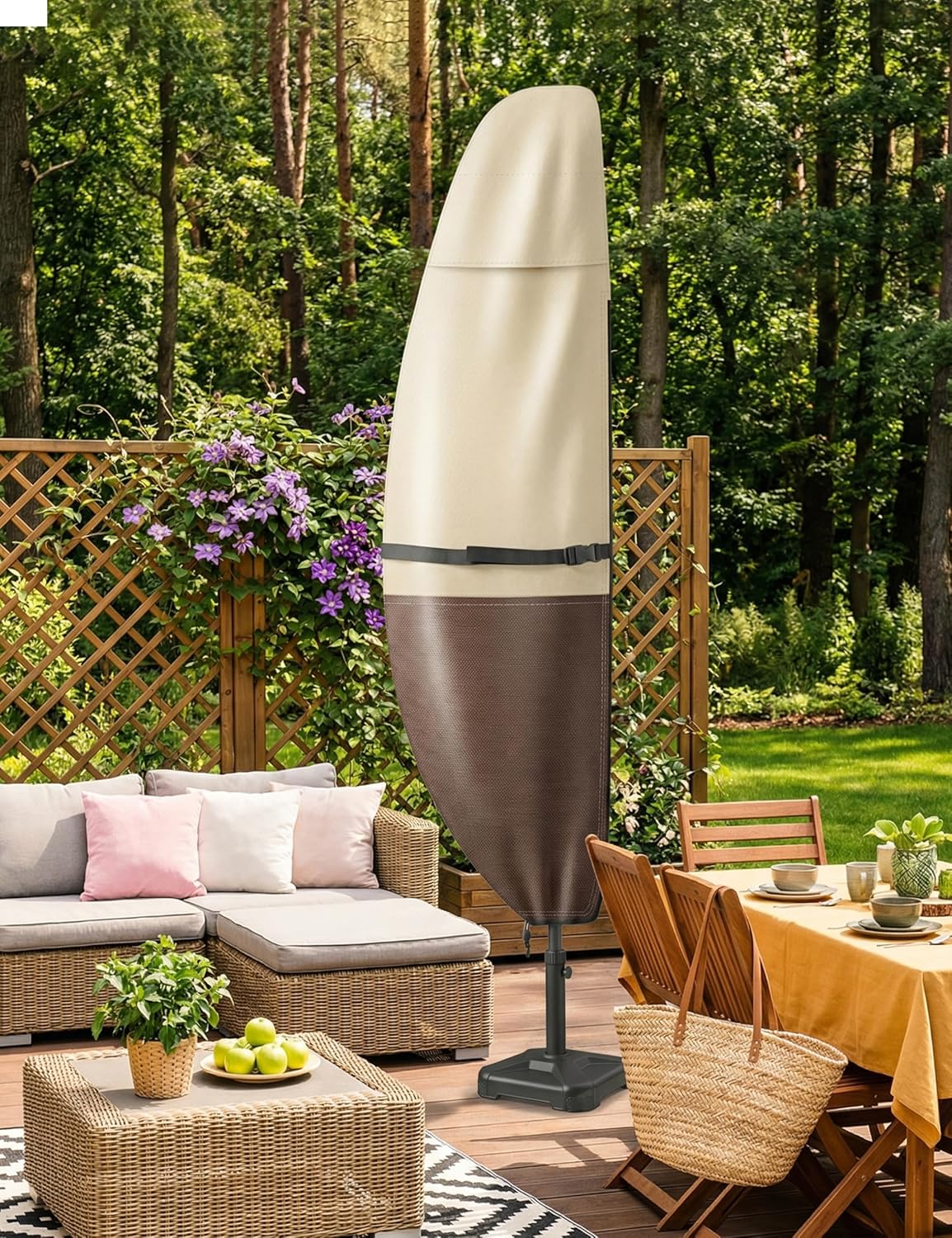 Vailge Patio Umbrella Cover - Waterproof & Windproof for 7-11.5 Ft Offset Umbrellas | Includes Support Pole & Storage Bag
