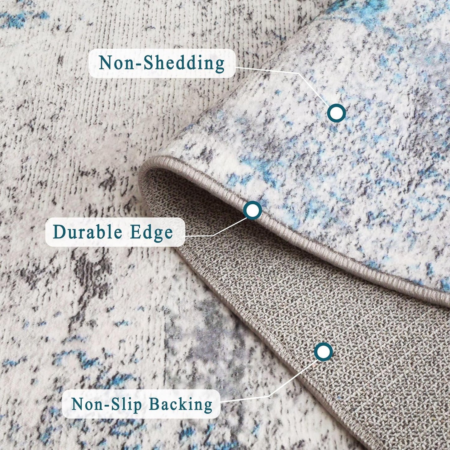 6x9 Area Rug, Ultra-Soft Washable Rug for Living Room, Dinner Room, Bedroom, Non-Slip Modern Abstract Rug, Indoor Carpet Large Area Rug, Blue Grey