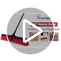 Outdoor Push Broom 24 Inch Heavy Duty Stiff Bristle Floor Sweeper with 63-Inch Handle - Pack of 3 - Ideal for Garage, Deck, Concrete, Patio