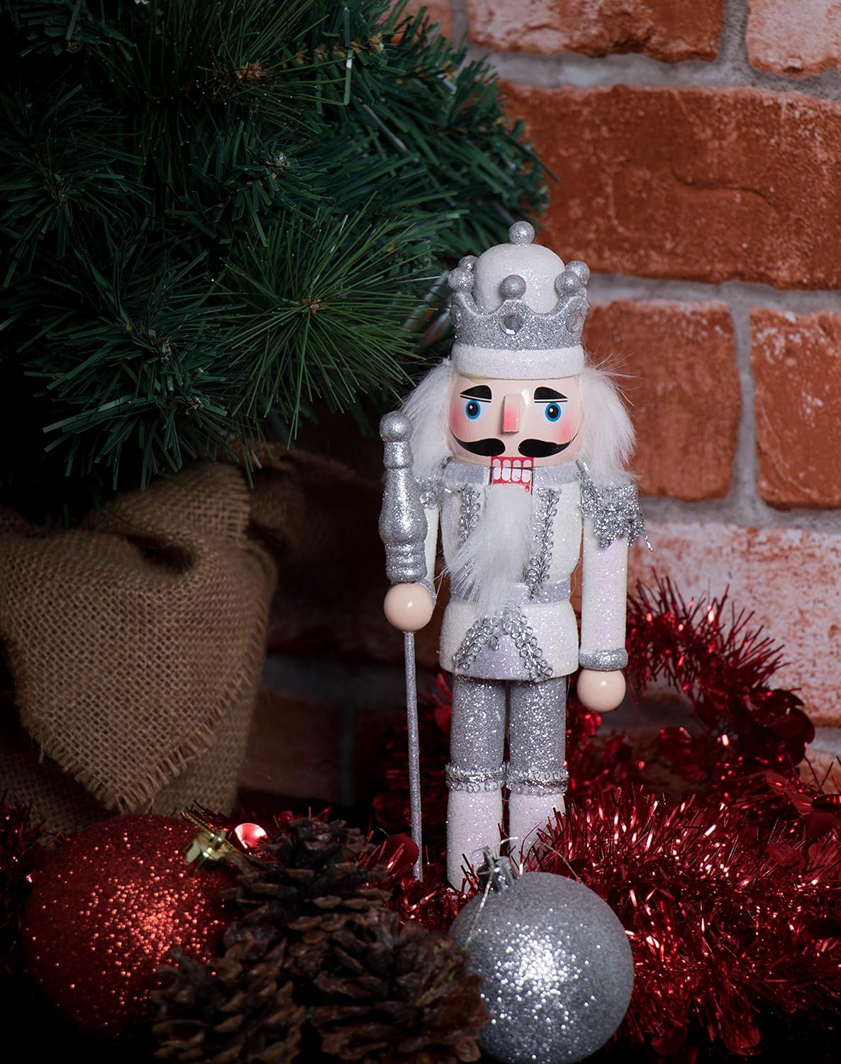 Red Prince 12-Inch Wooden Nutcracker - Festive Christmas Décor for Shelves & Tables