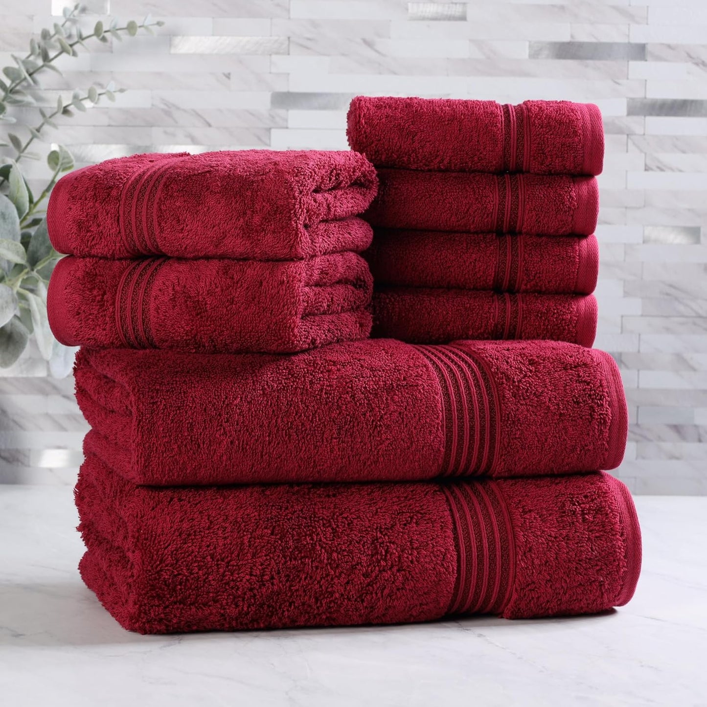 Superior Egyptian Cotton 6-Piece Towel Set, Bathroom Essentials, Towels For Bathroom, Apartment, Airbnb, Guest Bath, Face, Hand, Bath Towels, Washcloths, Absorbent, Fast Drying, Royal Purple