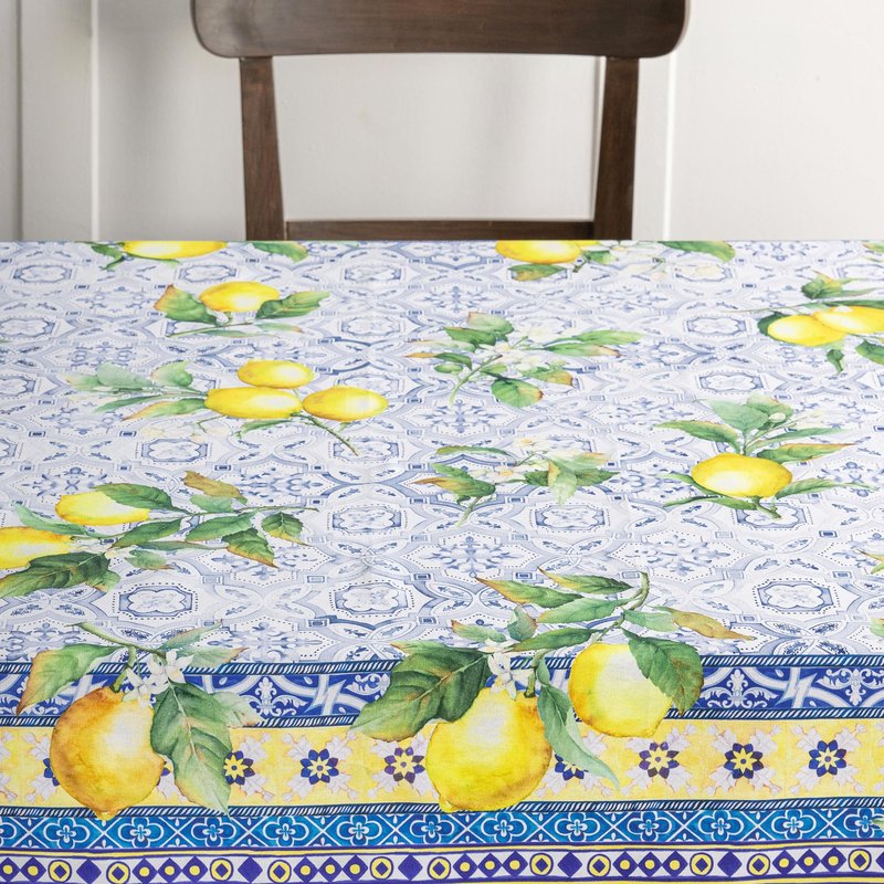 Maison d' Hermine Table Cloth Rectangle Table 100% Cotton 60 x 108 Inches Tablecloth Reusable Decorative for Dining Kitchen Room Farmhouse Home Gifts for Mothers Day Spring Summer - Citrus
