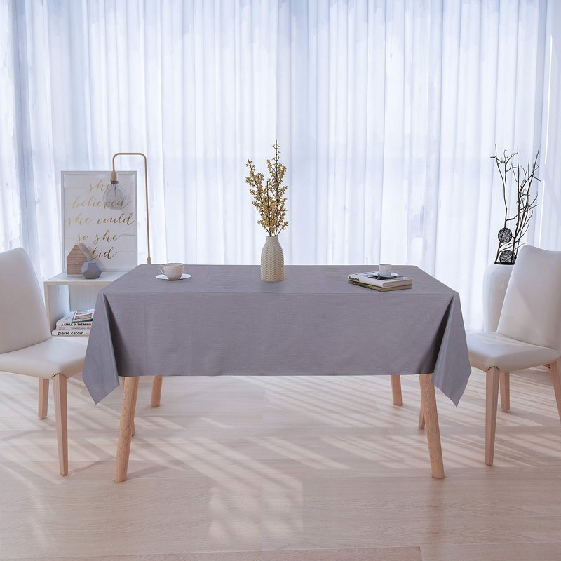 sancua 100% Waterproof Rectangle PVC Tablecloth - 54 x 140 Inch - Oil Proof Spill Proof Vinyl Table Cloth, Wipe Clean Table Cover for Dining Tables, Buffet Parties and Camping, Grey