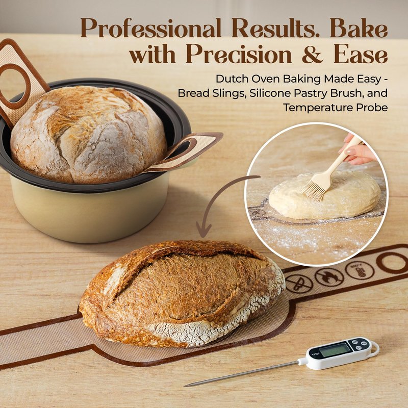 Sourdough Starter Kit with Dutch Oven and Scale - Complete Sourdough Kit with Proofing Baskets, 34oz Jar, Slings, and Other Premium Bread Making Tools - Perfect Baking Gifts for Women, Men, and Bakers