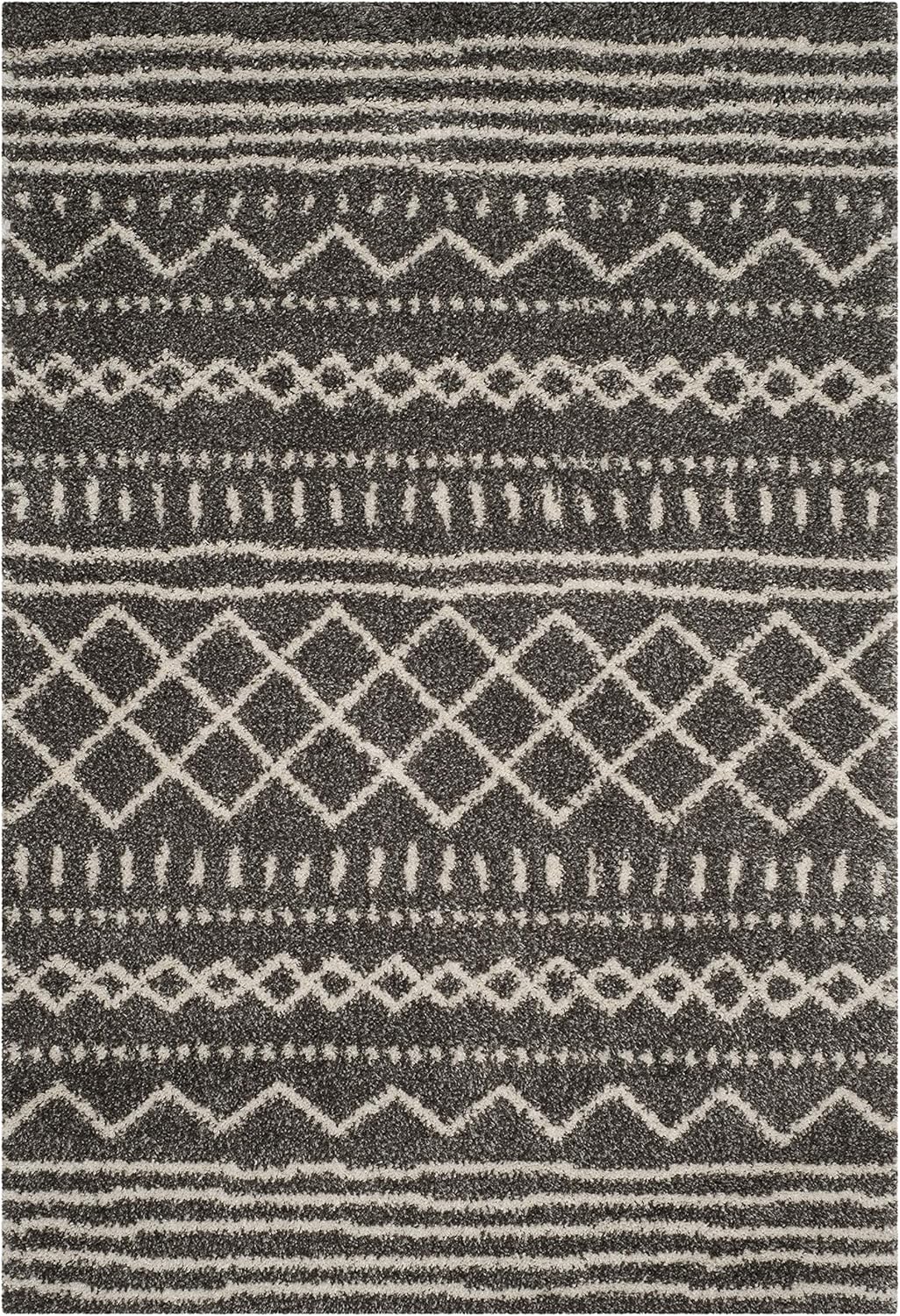 SAFAVIEH Arizona Shag Collection Accent Rug - 4' x 6', Brown & Ivory, Moroccan Design, Non-Shedding & Easy Care, 1.6-inch Thick Ideal for High Traffic Areas in Entryway, Living Room, Bedroom (ASG741B)