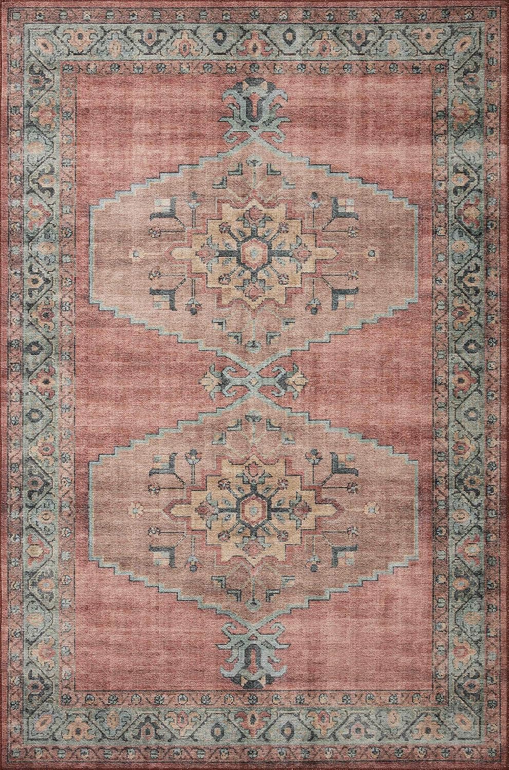 Loloi Heidi Collection HEI-05 Spice/Aqua 2'-6" x 7'-6" Runner Rug