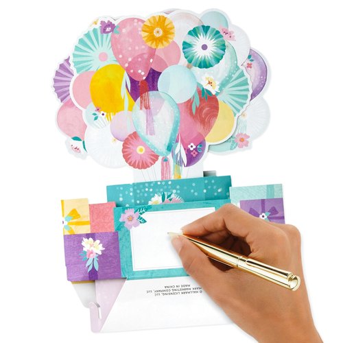 Hallmark Paper Wonder Pop Up Birthday Card for Women (Flower Balloons)