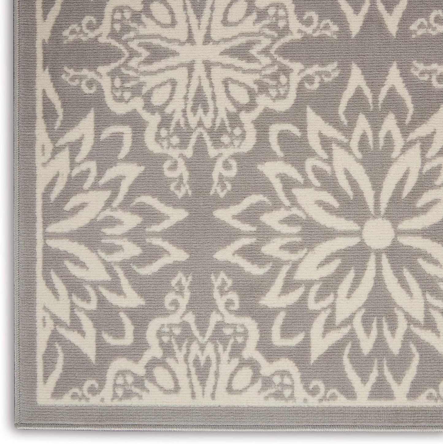 Nourison Jubilant Transitional Ivory/Grey 5'3'' x 7'3'' Area-Rug, Easy-Cleaning, Non Shedding, Bed Room, Living Room, Dining Room, Kitchen (5x7)