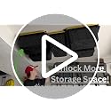 Heavy Duty Garage Overhead Storage Rack with 6 Black Bins - Connectable Ceiling Shelving System