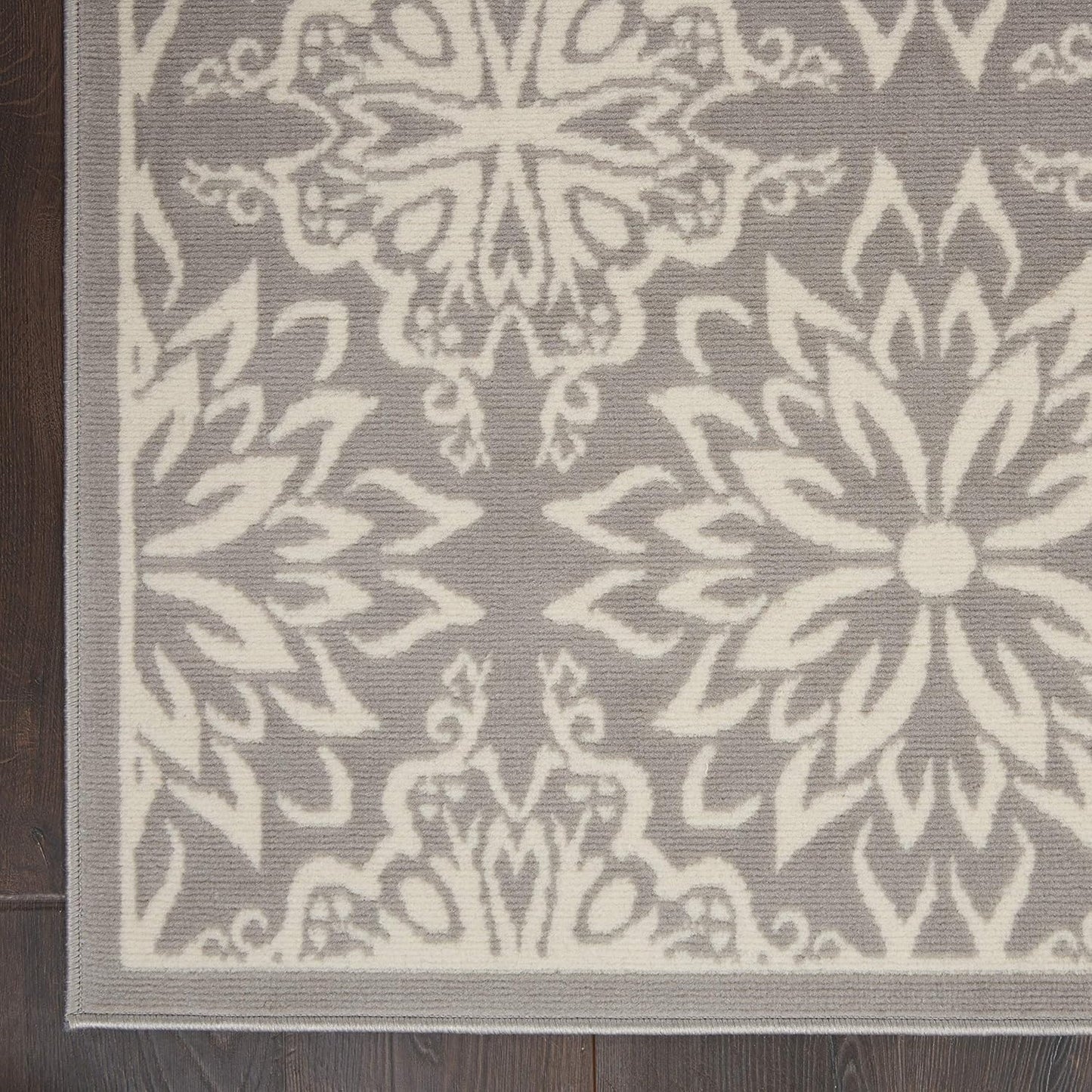 Nourison Jubilant Transitional Ivory/Grey 5'3'' x 7'3'' Area-Rug, Easy-Cleaning, Non Shedding, Bed Room, Living Room, Dining Room, Kitchen (5x7)