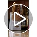 Marco Almond Gold Knife Set with White Knife Block, 14-Piece Titanium-Coated Kitchen Knives