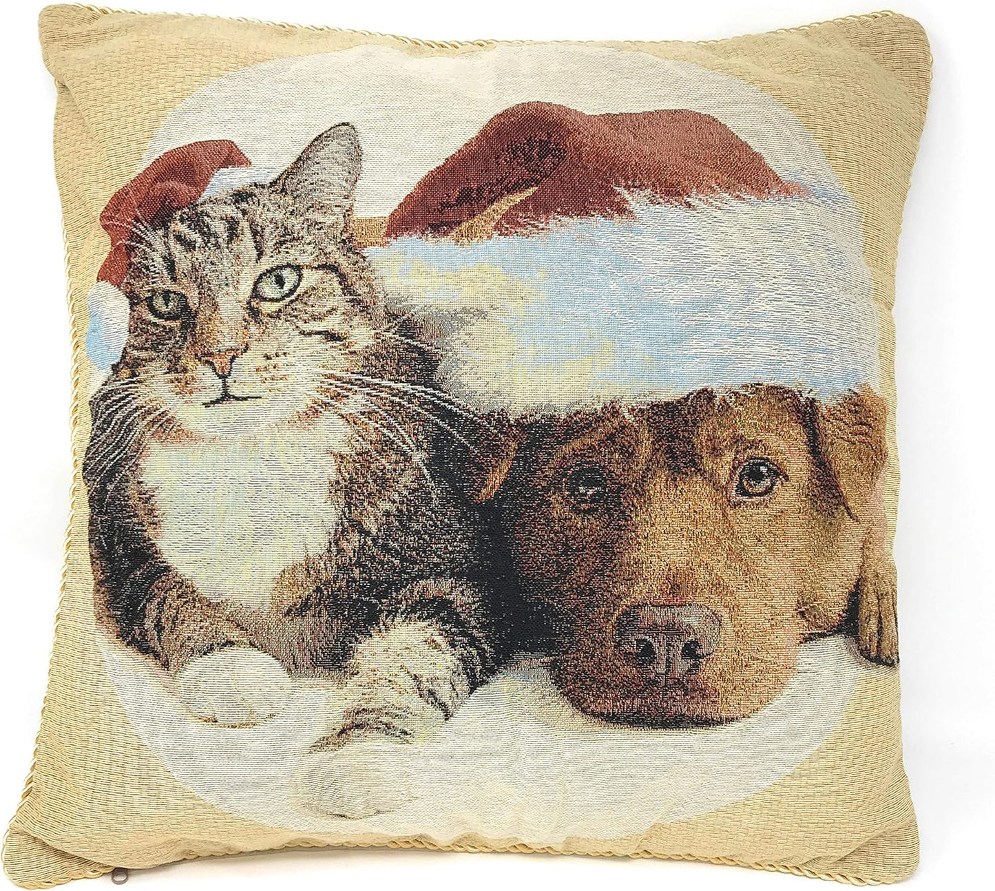 Christmas Cat & Dog Throw Pillow Covers - 2 Piece Holiday Cushion Set