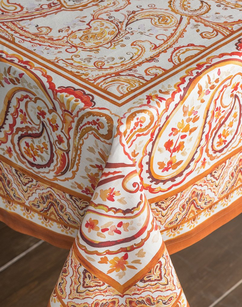 Maison d' Hermine Table Cloth Rectangle Table 100% Cotton 54 x 72 Inches Fall Tablecloth Reusable Everyday Use for Thanksgiving Christmas Decorations Dining Farmhouse Party (Palatial Paisley)