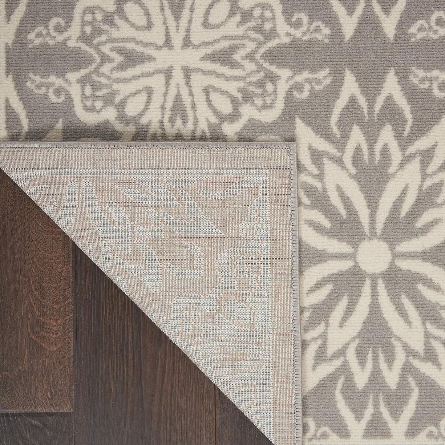 Nourison Jubilant Transitional Ivory/Grey 5'3'' x 7'3'' Area-Rug, Easy-Cleaning, Non Shedding, Bed Room, Living Room, Dining Room, Kitchen (5x7)