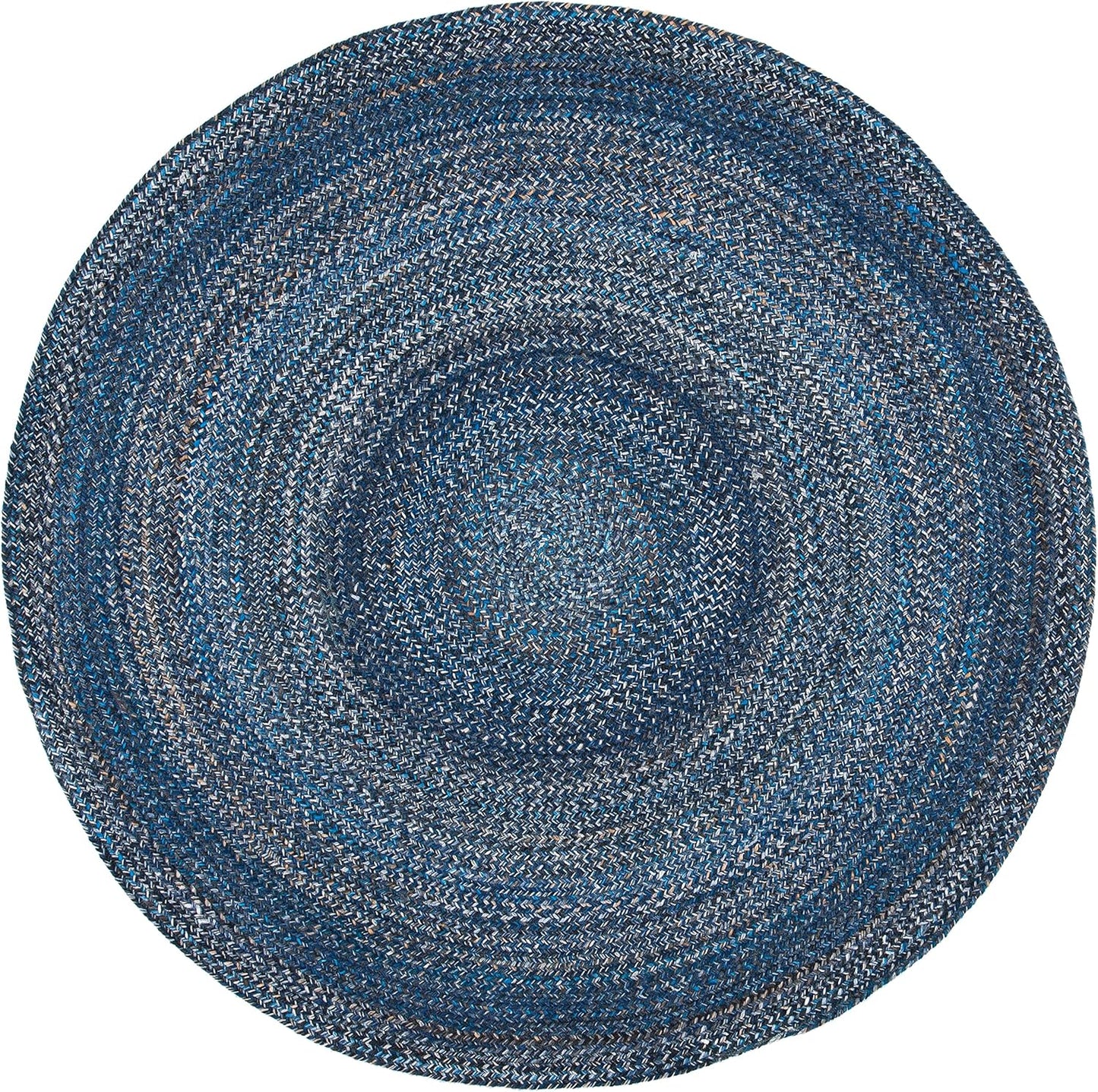 SAFAVIEH Braided Collection 4' Round Navy BRD851N Handmade Country Cottage Reversible Area Rug