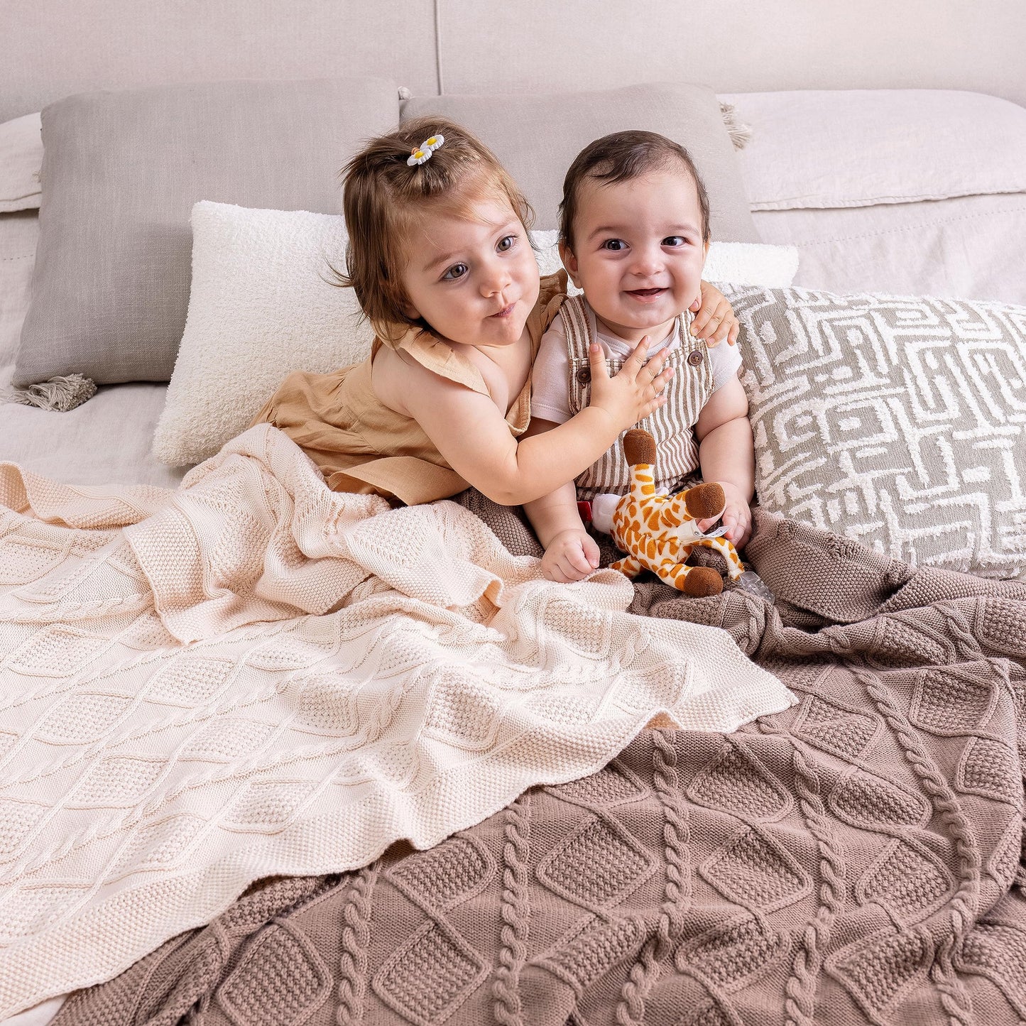Do What You Love – Knit Baby Blanket for Girls and Boys, Soft Cozy Organic Cotton, Receiving Swaddle Crib Stroller Quilt Blanket for Baby Gift Registry for Newborns, Infants, Toddlers (Cream)
