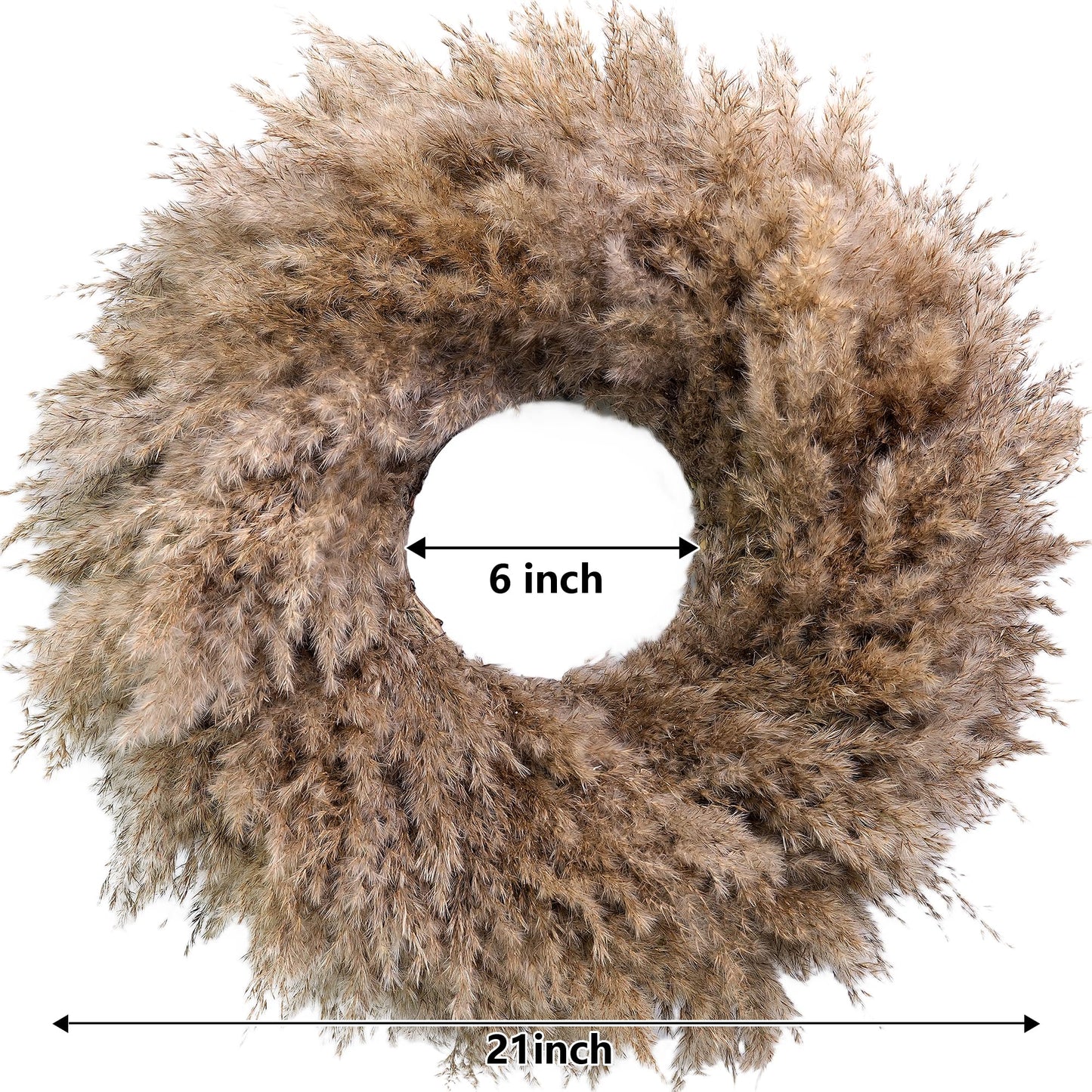 Natural Pampas Grass Wreath, 20'' Real Pampas Wreath for Front Door, Boho Wall Decor, Farmhouse Style, DIY Wreath Arrangement, Feather Wall Decor