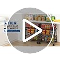 3-Tier Pull-Out Rolling Pantry Organizer with Wheels - Fits Under 25-Inch Shelves, Heavy Duty Metal Storage Cart - Variation 2