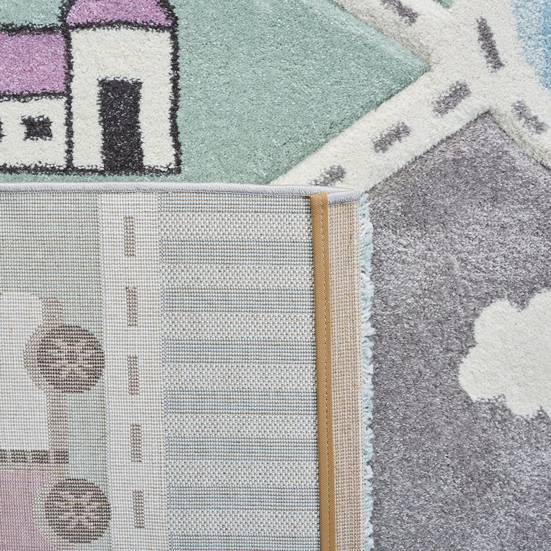 SAFAVIEH Carousel Kids Collection Accent Rug - 2'3" x 4', Grey & Light Blue, Non-Shedding & Easy Care, Ideal for High Traffic Areas for Boys & Girls in Playroom, Nursery, Bedroom (CRK193F)