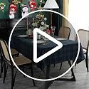 Blue & Green Rectangular Fabric Tablecloth 55x102in British Style Holiday Cover