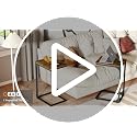 QEEIG C-Shaped End Tables Set of 2, Brown, 11.8 x 15.7 x 25.6 inches, Sofa Side Tables for Living Room & Bedroom